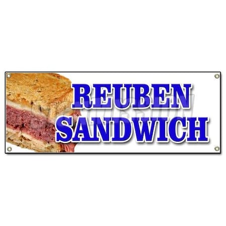 Signmission Reuben Sandwich Banner Heavy Duty 13 Oz Vinyl with Grommets B-Reuben Sandwich